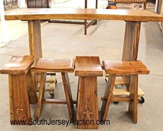  NICE 5 Piece Country Style Pub Table with 4 Contour Seat Stools (the table is photod on carts)

Auction Estimate $300-$600 – Located Inside 