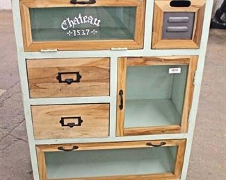  ♥ MAKE A STATEMENT

Decorator Seafoam Green Apothecary Cabinet

Auction Estimate $200-$400 – Located Inside 