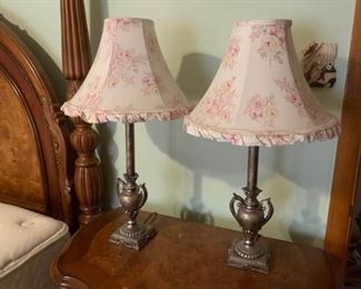 Twin Lamps with Floral Shades