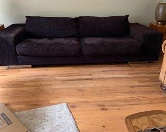 Modern Dema couch, Italian made, metal frame, boule fabric, down interior (black)