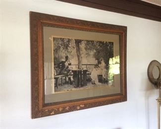 Marcus Stone sepia litho titled In Love with vintage frame
