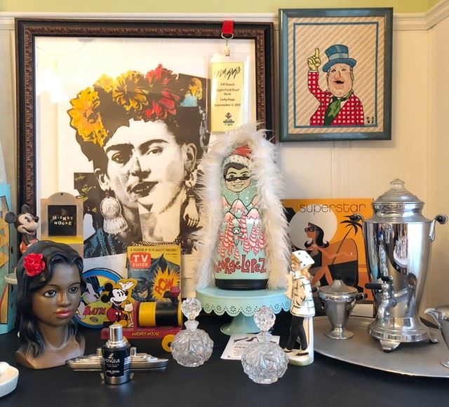 Hollywood memorabilia, George Lopez Show, perfume bottles, Mickey Mouse