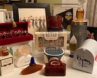 Many, many commercial perfume bottles