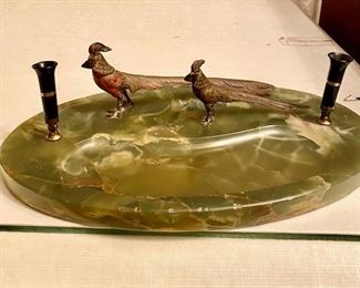 Antique onyx and brass pen holder/desk accessory