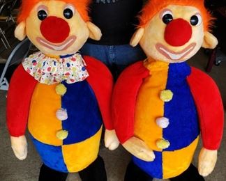 Vintage Rushton Toy Pair of Clowns
