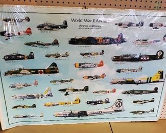 Vintage WWII Military Airplanes Poster
