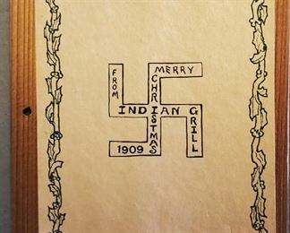 1909 Christmas Card from"Indian Grill" (swastika emblem)
