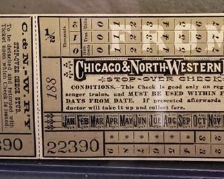 Antique Chicago & Northwester Railroad "Stop-Over" Check