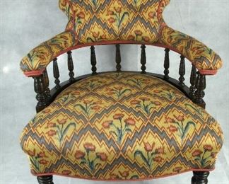 ANTIQUE VICTORIAN KILIM ARM CHAIR