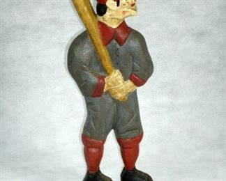 1912 CAST IRON BABE RUTH ERA BASEBALL DOOR STOP