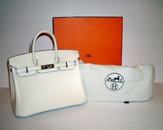 HERMES 40cm  JANE BIRKIN CREAM TOGO LEATHER BAG WITH BRELOQUE OLGA SILVER CHARM AMULETTE CADENA PALLADIUM