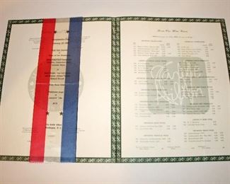 INAUGURATION DAY MENU JANUARY 20, 1961 AT THE EMBASSY STATLER HILTON WASHINGTON, DC