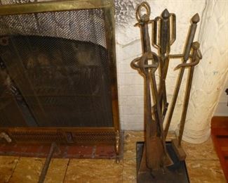 antique fireplace tools