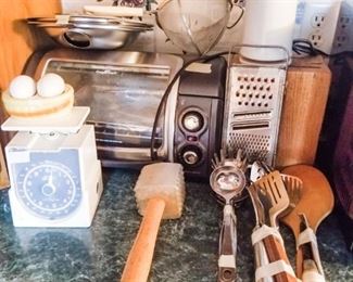 Toaster oven, utensils bundles, grinder and scale