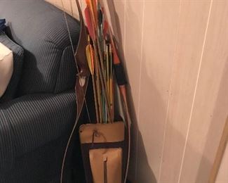 Wonderful Leather Pouch w accessories, 17 Quivers and 2 Bows - Pearson and Darton Bows