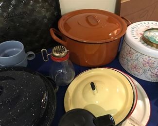 Dutch oven from Yugoslavia and Enamelware