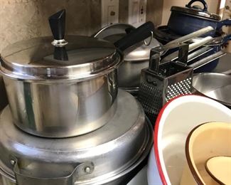 Vintage and present day pots and pans. Nordic deep pan/skillet