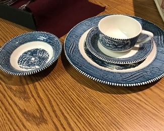 4 Place Setting of Currier and Ives - 4 sets
