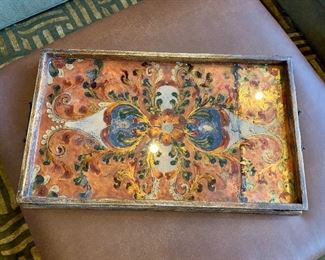 Florentine Style Reverse Painted Tray