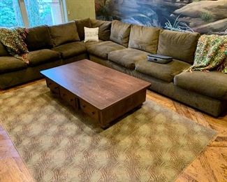 Sectional Sofa, Coffee Table and Rug