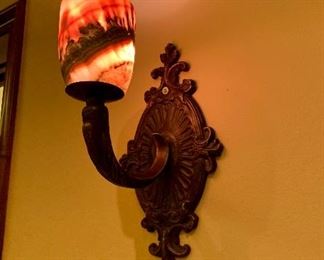 Alabaster and Iron Sconces - Two Pair