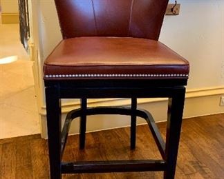 Set of Leather Counter Stools