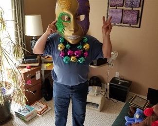 Just in time for Mardi Gras! Extra large mask and beads