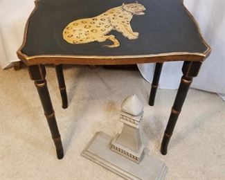 Hand-painted Table with Bamboo Legs & Wall Sconce https://ctbids.com/#!/description/share/312886