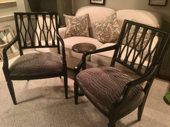 Century Chairs with Custom Fabric. Restoration Hardware Table.