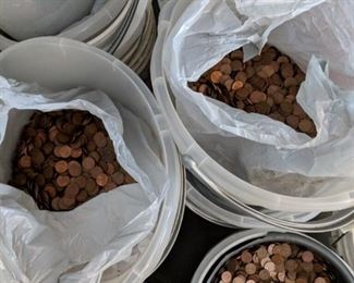 7,000 pounds of copper pennies - $18,000 (please note that pennies are located in Ashburn but ask for Robert at the sale to discuss, thank you!)