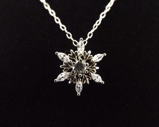 .925 Sterling Silver Crystal Snowflake Pendant Necklace

