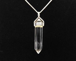.925 Sterling Silver Crystal Pendant Necklace
