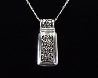 .925 Sterling Silver Art Nouveau Shield Pendant Necklace
