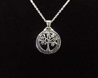 .925 Sterling Silver Family Tree of Life Pendant Necklace
