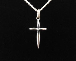 .925 Sterling Silver Cross Pendant Necklace

