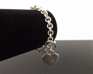 .925 Sterling Silver Heart Charm Bracelet
