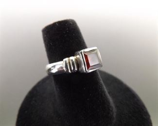 .925 Sterling SilverSquare Cut Garnet Ring Size 6

