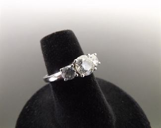 .925 Sterling Silver Crystal Ring Size 5
