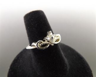 .925 Sterling SilverCrystal Bow Ring Size 7
