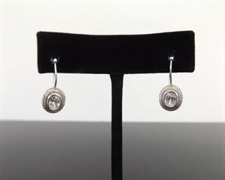 .925 Sterling Silver Oval Cut Crystal Hook Earrings
