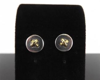 .925 Sterling Silver Gold Knot Post Earrings
