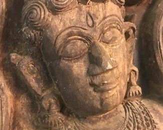 Hand Carved Wood Hindu Goddess