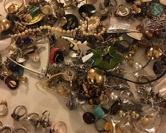 Vintage costume jewelry rings earrings clip on pierced