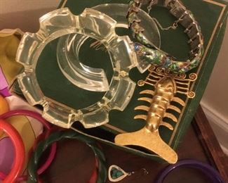 Sterling lucite enamel jewelry. 