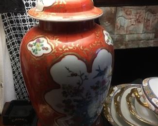 Ming gingerjar lamp, Limoge disheware
