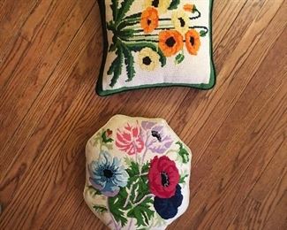 Needlepoint pillows handmade by Estate. 