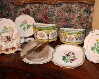 Lots of Decorative Porcelain Plates and Cake Knives