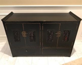Black Asian influenced cabinet, sturdy, nicely made $500.00