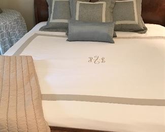 Henredon “Charles X” king size sleigh bed with very nice mattress $1,000 