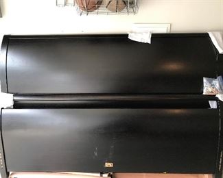 Black king size sleigh bed (no mattress).  Very high quality and sturdy.  $500.00